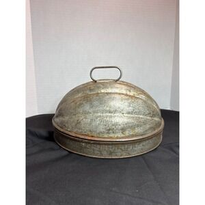 Vintage Tin Plum Pudding Jello Mold, Acorn Melon Shape, Cake Pan Handles